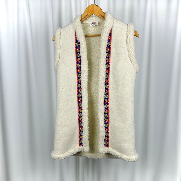 Vintage 70's Lanz Original Penny Lane Beige Sherpa Vest • Scandinavian - XS/S - Picture 1 of 9